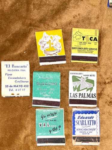 Caja Fósforos Lote D 7 Uruguay Comercios Antiguos Véalos