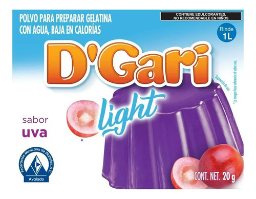 Gelatina D'gari Light Sabor Uva 20g (5 Piezas)