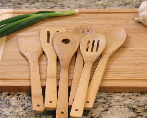 Juego De Utensilios De Cocina De Bambú, 7 Piezas