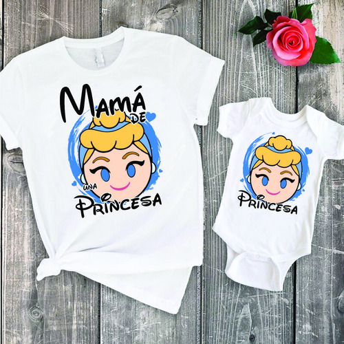 Pack Polera Mamá E Hija Princesa Cenicienta Familia Grafimax