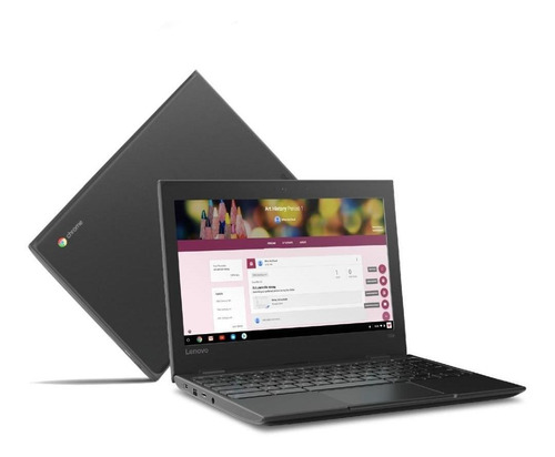 Chromebook Lenovo Celeron 100e, 4 GB, 64 SSD, Win 10 Pro, 11.6 puertos, color negro