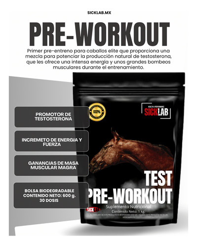 Pre Workout Promotor De Testostera Para Caballos De Carrera