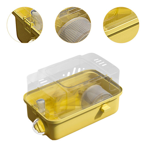 Jaula Para Hámster, Transparente,, Con Amarillo