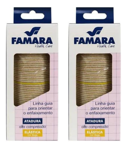 Kit 2 Bandagem Alta Compressão Elástica Varizes Bege Famara