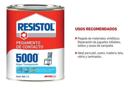 Pegamento Resistol 5000 Transparente Lata 1 L Transparente