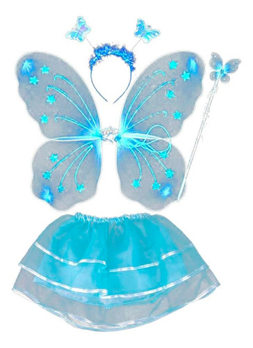 Disfraz Mariposa Alas + Tutú Falda Diadema Varita Niñas Halloween