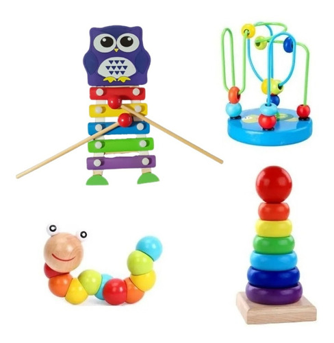 Set Motricidad Fina Y Torre De Encaje. Estilo Montessori