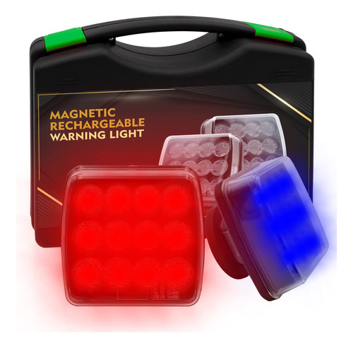 2 Luz Emergencia Inalambrica Para Vehiculo Azul Rojo Super V