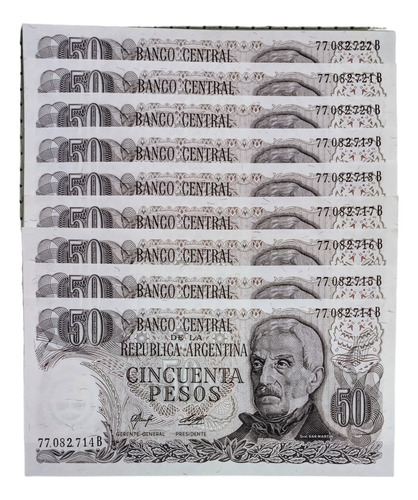 Billetes Pesos Ley 18188 $50 Correlativos Serie B Impecables