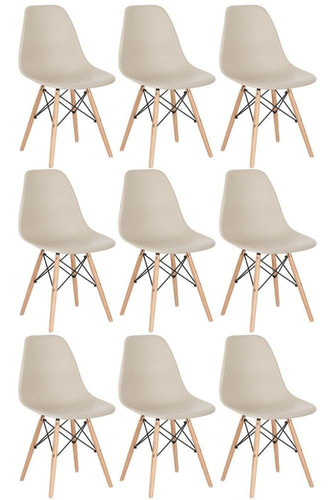 9 Cadeiras Eames Wood Dsw Eiffel Casa Jantar Colorida Cores Cor da estrutura da cadeira Nude