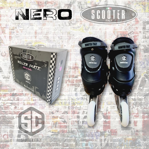 Rollers Profesionales Extensible Scooter Italy Aluminio Nero