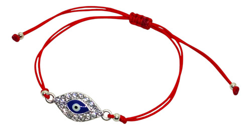 Pulsera Ojo Turco Acero Strass Hilo Chino Nudo Regulable Naranja 0 Mm