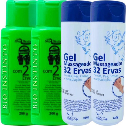 Kit 2 Gel Detonador Com 21 Ervas + 2 Gel 32 Ervas Pernas Pés