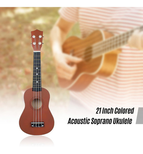 Ukelele Soprano Acústico De 21 Pulgadas, Kit De Ukelele Par