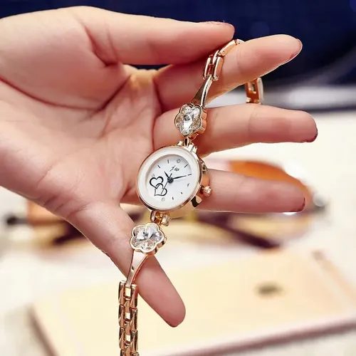 Reloj De Pulso Para Mujer Con Piedras Diseño Formal Y Casual Correa Rosado Piedras Transparentes