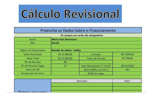 Planilha Cálculo Revisional/financ + Petições Bancárias