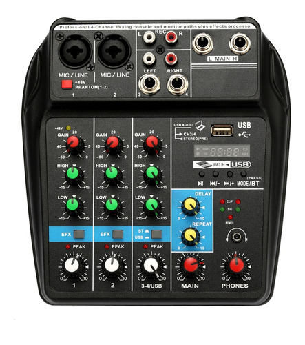 Consola De Mezcla De Sonido Tu04 Bt Grabar 5v 2a Phantom Pow