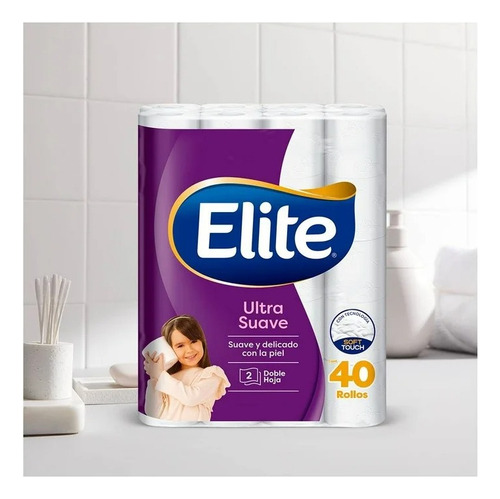 Papel Higiénico Elite Ultra Suave 40 Rollos 220 H Dobles C/u