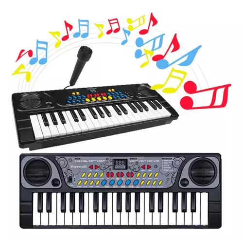 Teclado Musical E Microfone Brinquedo Infantil Branco Dmtoys