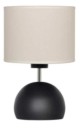 Velador Bocha Moderno Negro 1 Luz Pantalla Lino Living Kas