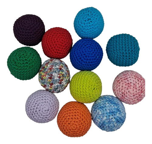 Esferas Estimulacion Pelotas Tejidas A Crochet Colores X 12
