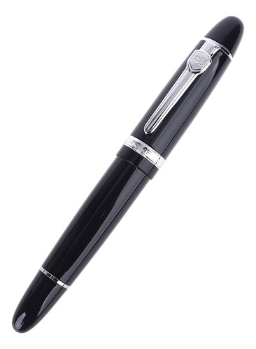 Pluma Estilográfica Jinhao 159 Negra Y Plateada Con Punta M,