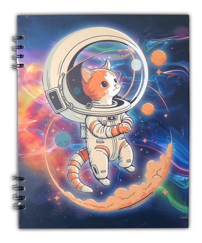 Cuaderno Universitario Xxl, 3materias - Gatito Espacial