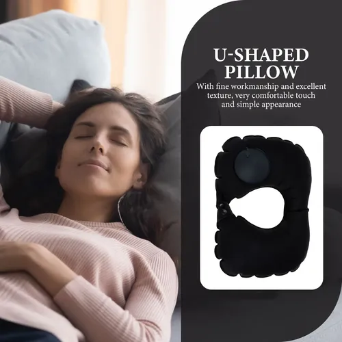 【A VACATION】PILLOW PATCH WORK Zx Acessório De Viagem Preto Inflável Confortável Para