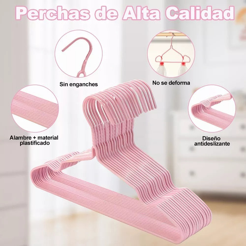 20 Ganchos Ropa Perchas De Acero Inoxidable Infantil Niño