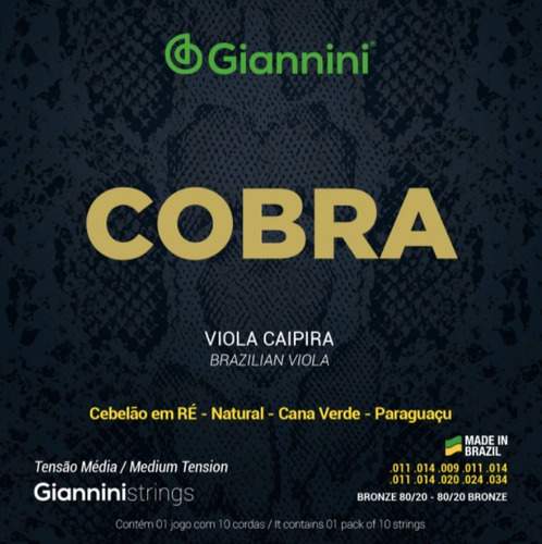 Encordoamento Giannini Viola Caipira Re Bronze 80/20 Média