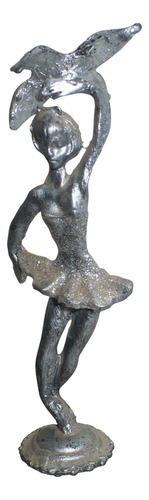 Figura Estatuilla Metal Pequeña Bailarina Vintage