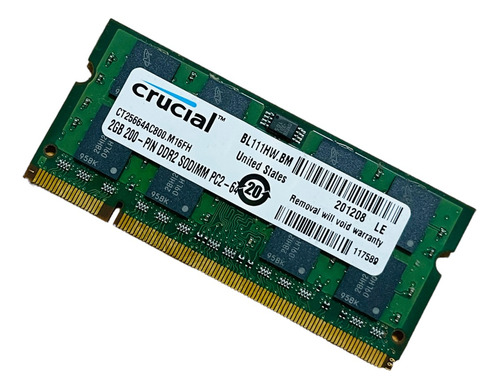 Memoria Ram Crucial 2gb Ddr2 800mhz Para Laptop Blister (Reacondicionado)