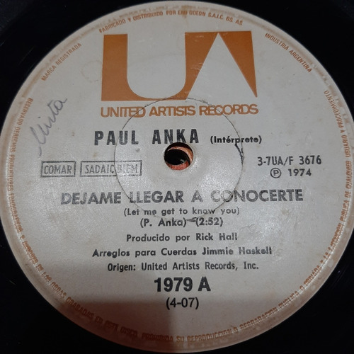 Simple Paul Anka United Stated Records C23