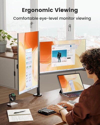 Soporte De Escritorio Para Monitor Doble, Brazo De Monitor D