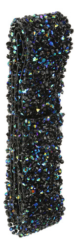Rollo De Malla Negra Con Diamantes De Imitación De Cristal B