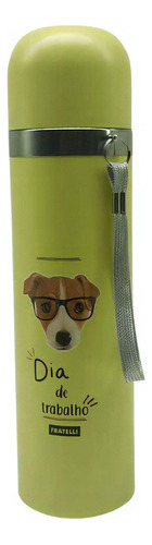 Garrafa Térmica Squeeze 480ml Aço Inox Pet Fratelli Cor Amarelo Dog