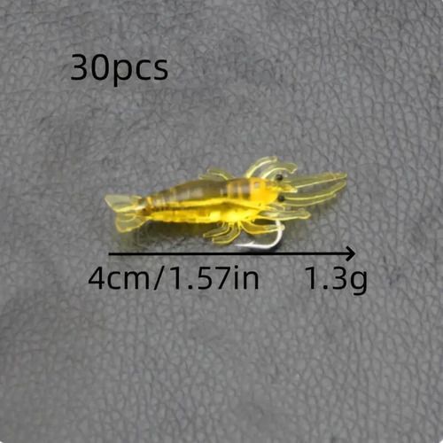 Señuelos De Pesca Krill Amarillo Blando Con Anzuelo X 20 Un.