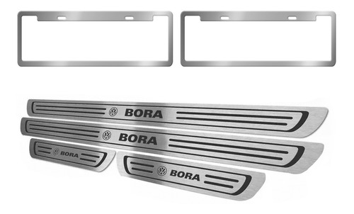 Cubre Zocalos + Kit Patente Cromado P/ Volkswagen Bora 