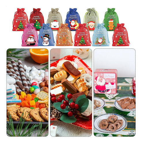 Bolsas Con Cordón Navideñas Bolsas De Arpillera Con Cordón 1