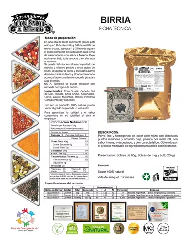 Birria 25k Sazonador Especias Kosher Y Condimentos Naturales