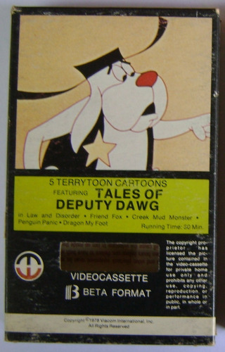 5 Terrytoon Cartoons Betamax Beta Tape Tales Of Deputy Dawg (Usado)