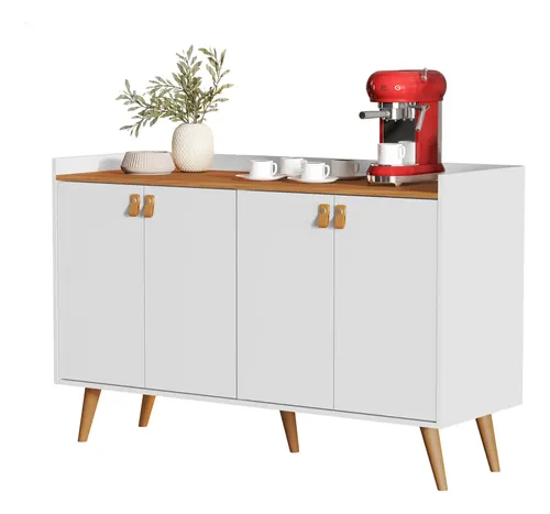 Aparador Sala Retrô Pés Palito Luana 4 Portas -  Lojas K7