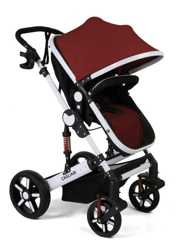 Imagen 1 de 2 de Cochecito de paseo Belluno Baby Cagliari bordó con chasis color blanco
