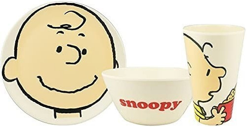 Vajilla Snoopy Charlie Brown Bambú Ecológica Colección 12pz