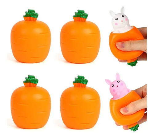 Jy 4pcs El Juguete For Apretar Carrot Bunny Alivia El Estrés