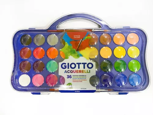 ACUARELA GIOTTO COLOR X 36 ESTUCHE PLÁSTICO + 2 PINCELES DE REGALO