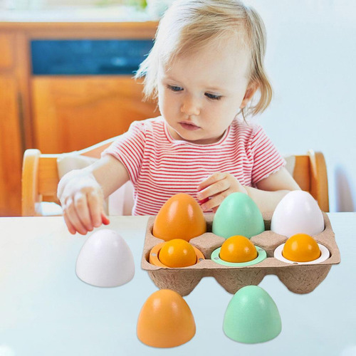 6x Huevos De Madera Educación Temprana Cocina Juegos De