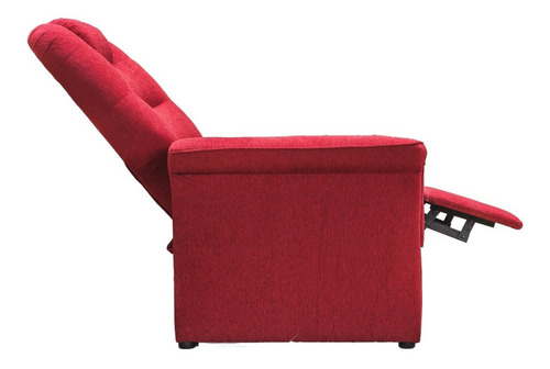 Poltrona reclinable Tu Sillon Ya Reclinable Reclinable Simple de 1 cuerpo color rojo de chenille y patas color negro de plástico