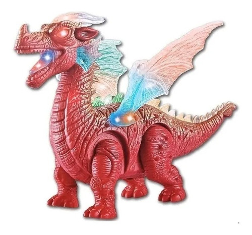  Dragon Rojo A Pila Luz Sonido Movimiento Dino World En Mca