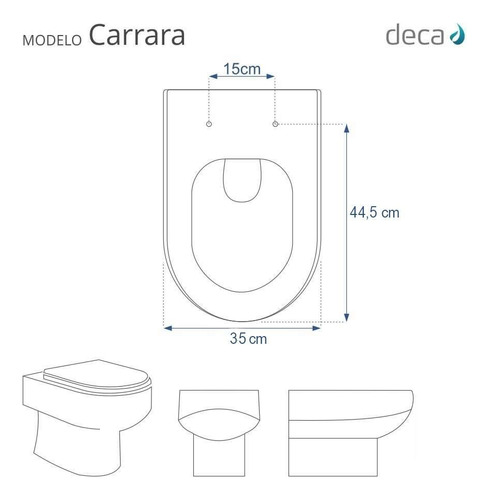 Assento Poliester Soft Close Carrara Branco Gelo P/ Deca